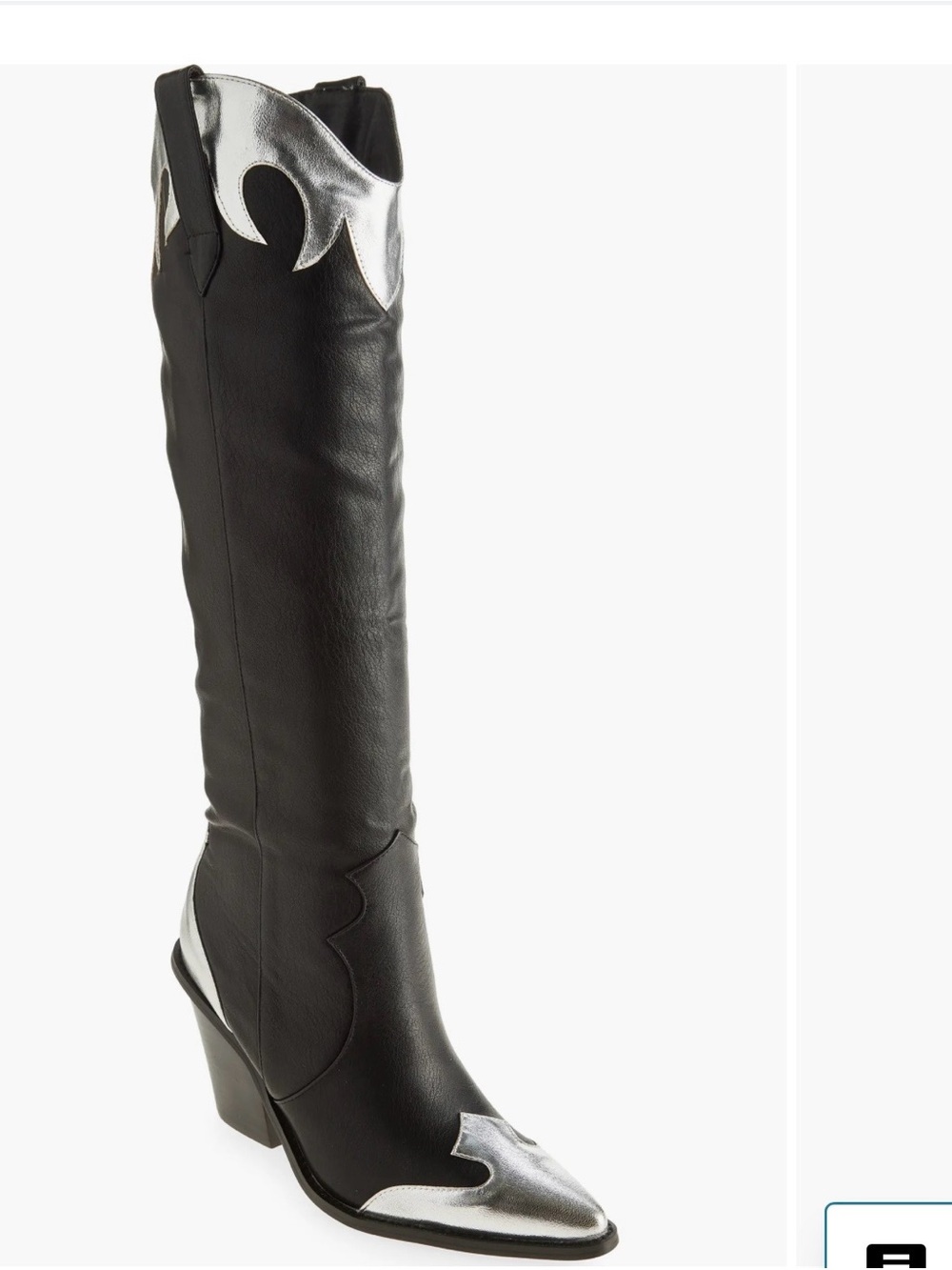 Billini Women’s Black and Silver Western Knee-High Boot
